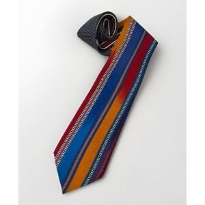 VTG '90s GIANNI VERSACE GEOMETRIC STRIPED PATTERN TIE DOTS MODERNISM HIP HOP EUC